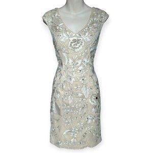 Sue Wong Nocturne Embroidered Beaded Embroidered Dress Nude Beige Bridal Sheer 8